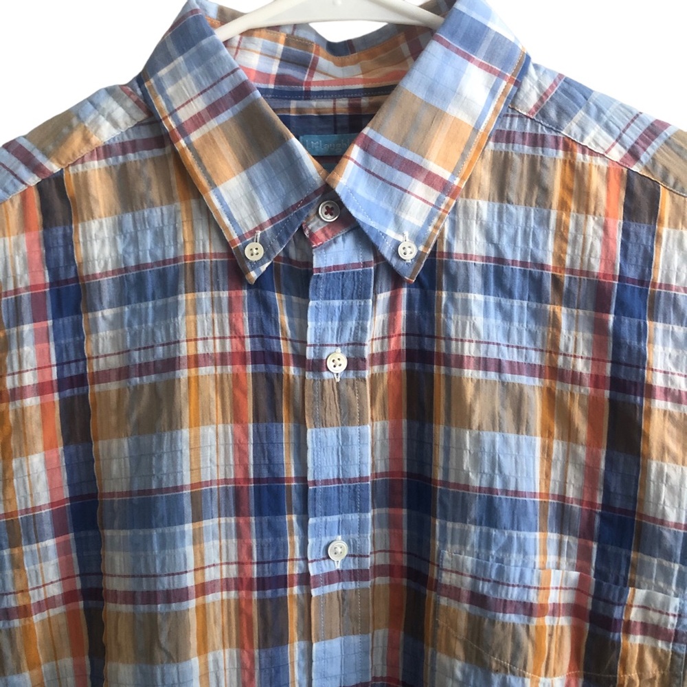 J. McLaughlin Trim Fit Multicolor Plaid Long Sleeve Button Shirt T16